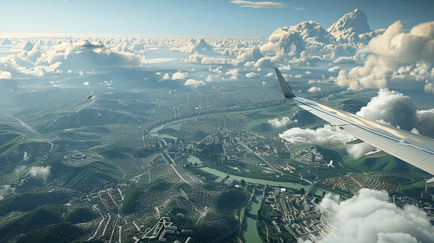 View from a plane when arriving in Serbia